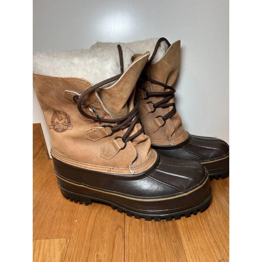 Vintage Eddie Bauer Boots Mens Size 8 Brown Leather Duck Snow Insulated USA